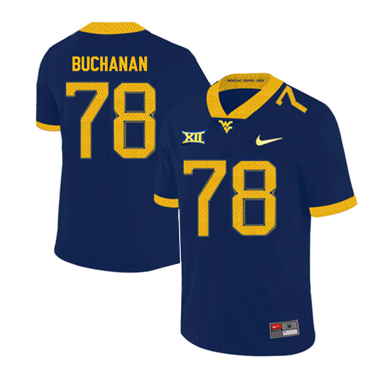 2019 Men #78 Daniel Buchanan West Virginia Mountaineers College Football Jerseys Sale-Navy